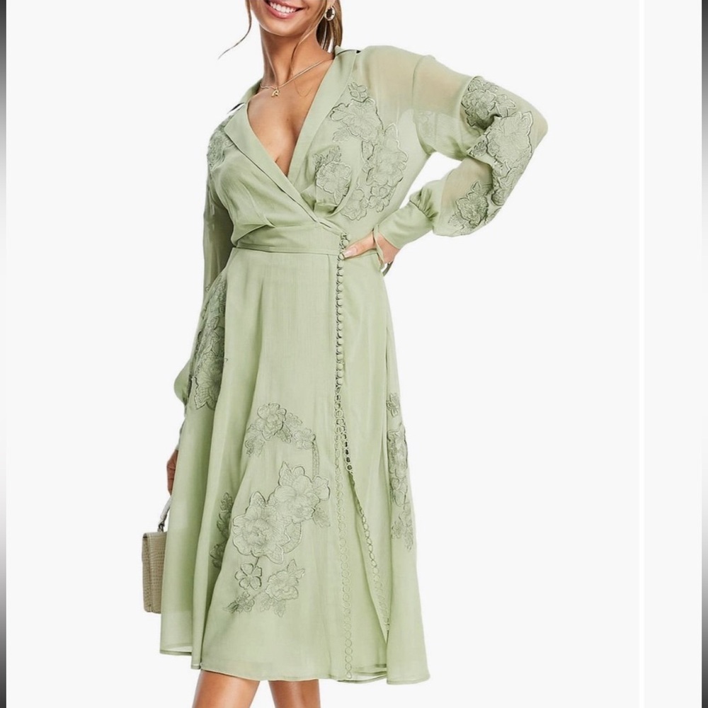 Elegant Green Floral Women's Dress